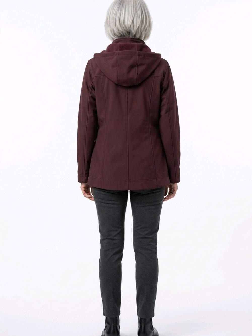 Andrew Marc XLG Burgundy Softshell Jacket Detachable Hood Water Repellent - Picture 3 of 14